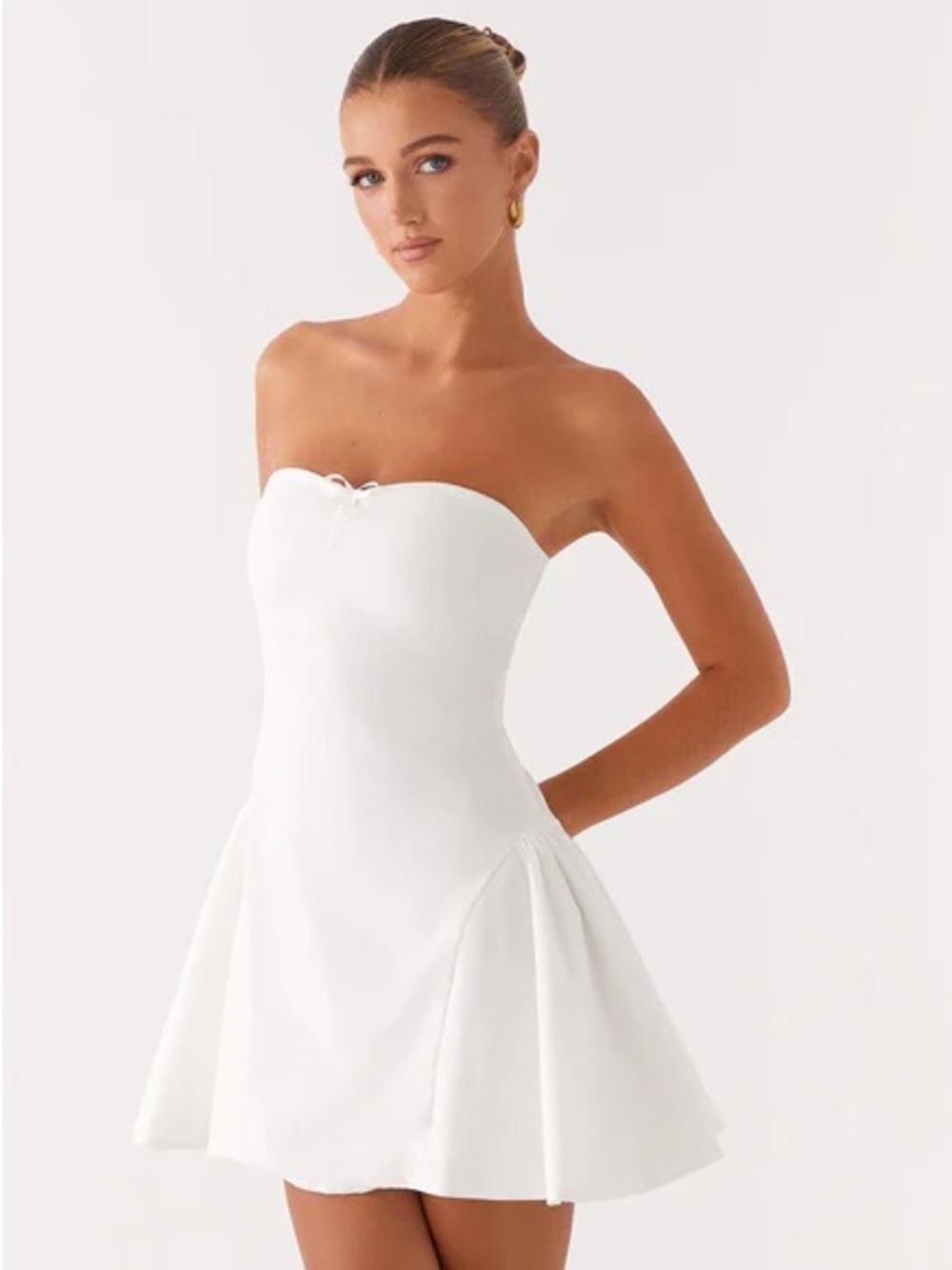 NWT Peppermayo Lucille Mini Dress strapless White bride engagement bow